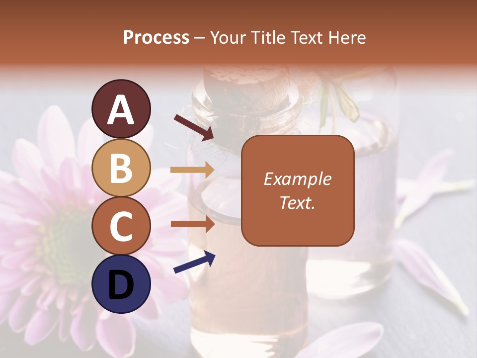 A Bottle Of Oil And A Flower On A Table PowerPoint Template