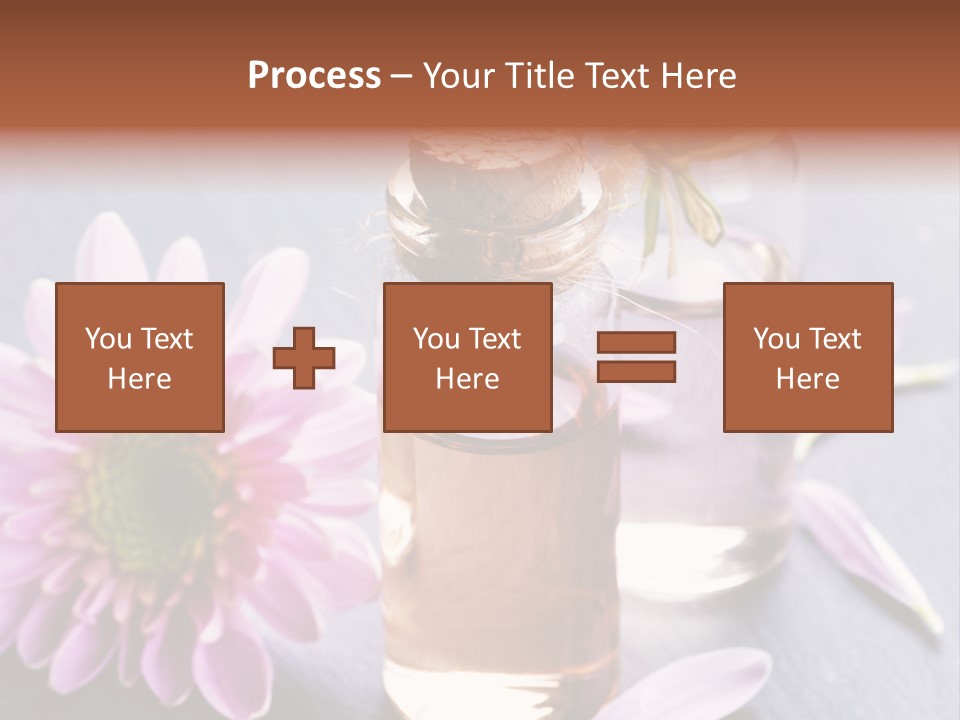 A Bottle Of Oil And A Flower On A Table PowerPoint Template