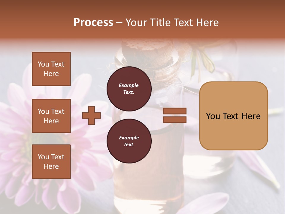 A Bottle Of Oil And A Flower On A Table PowerPoint Template