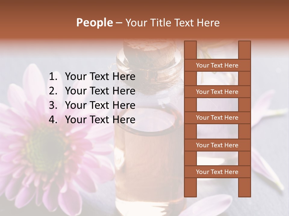 A Bottle Of Oil And A Flower On A Table PowerPoint Template