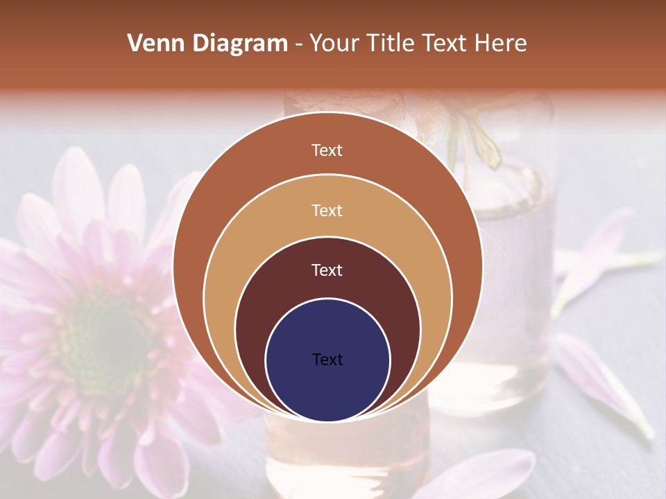 A Bottle Of Oil And A Flower On A Table PowerPoint Template