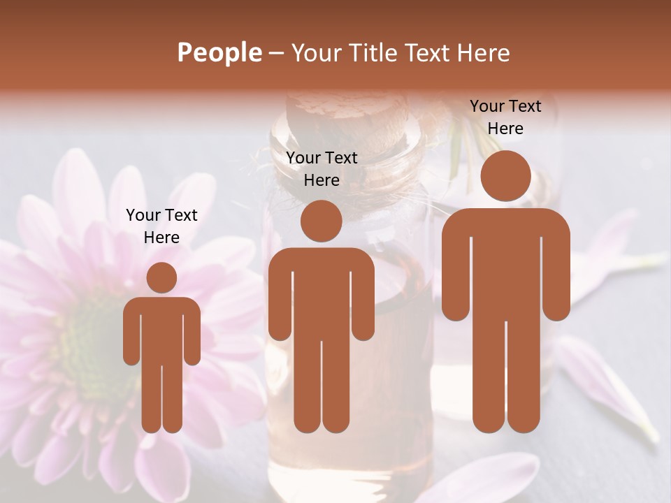 A Bottle Of Oil And A Flower On A Table PowerPoint Template