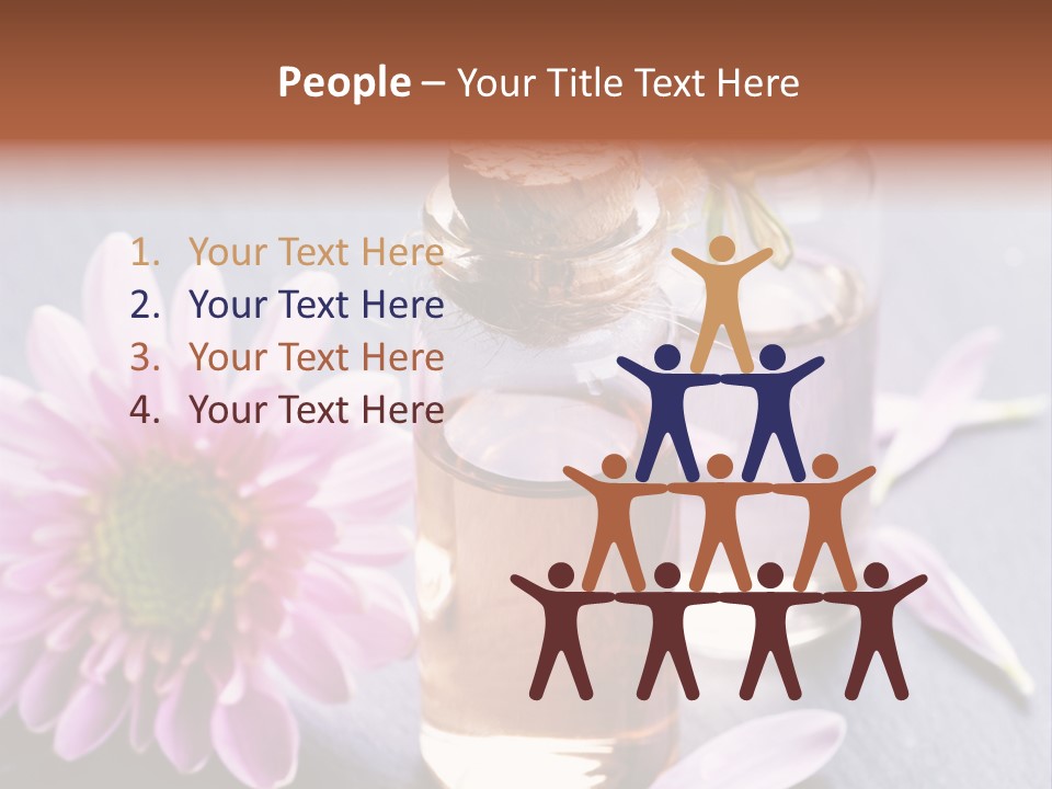 A Bottle Of Oil And A Flower On A Table PowerPoint Template
