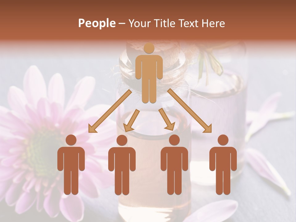 A Bottle Of Oil And A Flower On A Table PowerPoint Template