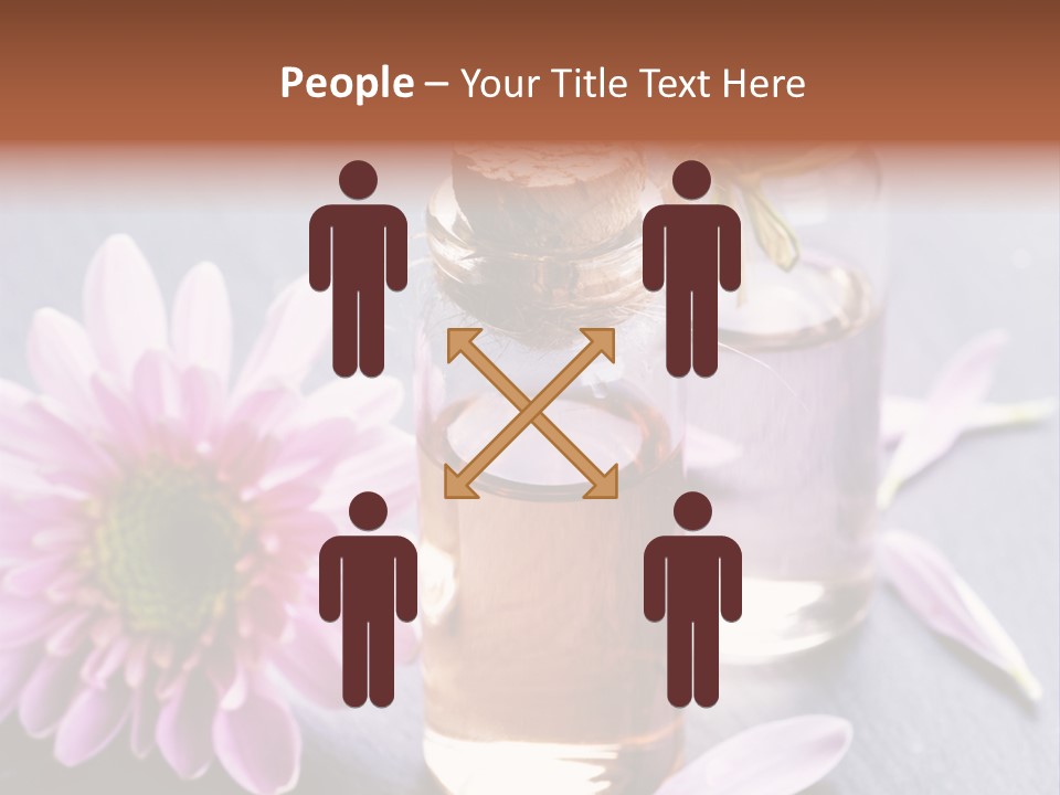 A Bottle Of Oil And A Flower On A Table PowerPoint Template
