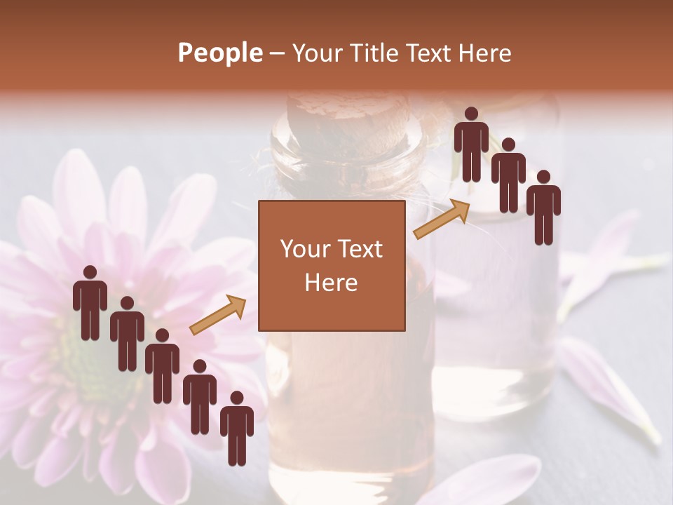 A Bottle Of Oil And A Flower On A Table PowerPoint Template