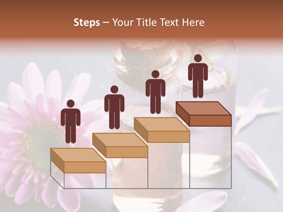 A Bottle Of Oil And A Flower On A Table PowerPoint Template