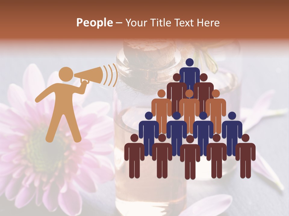 A Bottle Of Oil And A Flower On A Table PowerPoint Template