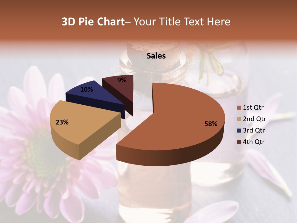 A Bottle Of Oil And A Flower On A Table PowerPoint Template