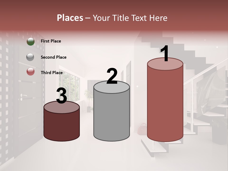 Flat Stairs White PowerPoint Template