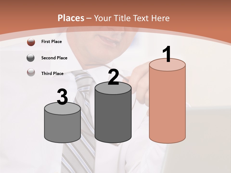 A Man In A Tie Is Looking At A Laptop PowerPoint Template