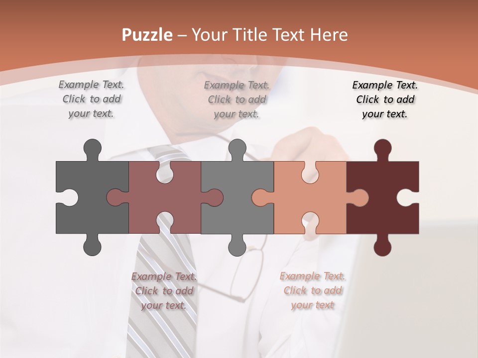 A Man In A Tie Is Looking At A Laptop PowerPoint Template