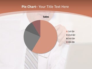 A Man In A Tie Is Looking At A Laptop PowerPoint Template