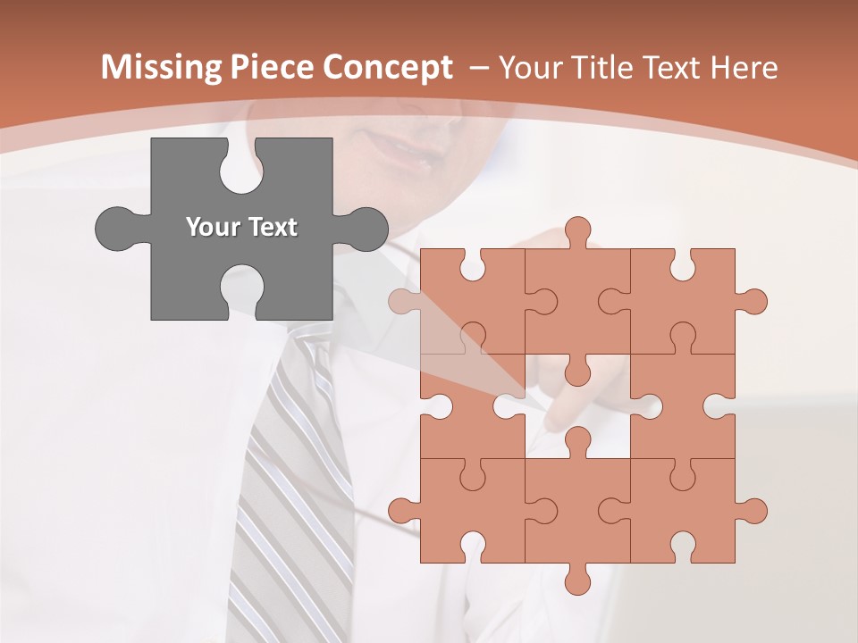 A Man In A Tie Is Looking At A Laptop PowerPoint Template