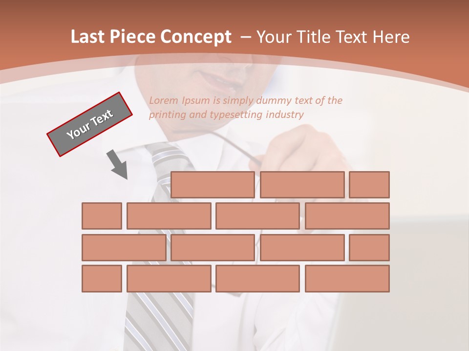 A Man In A Tie Is Looking At A Laptop PowerPoint Template
