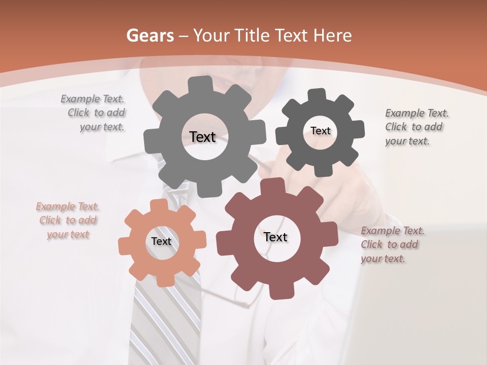 A Man In A Tie Is Looking At A Laptop PowerPoint Template