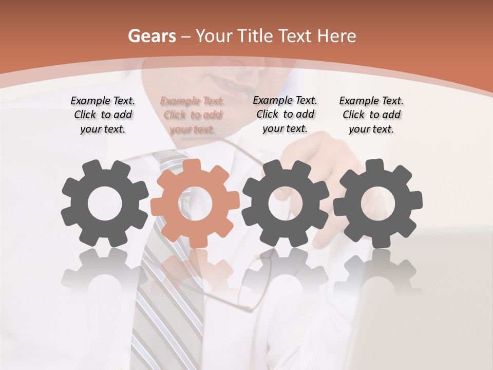 A Man In A Tie Is Looking At A Laptop PowerPoint Template