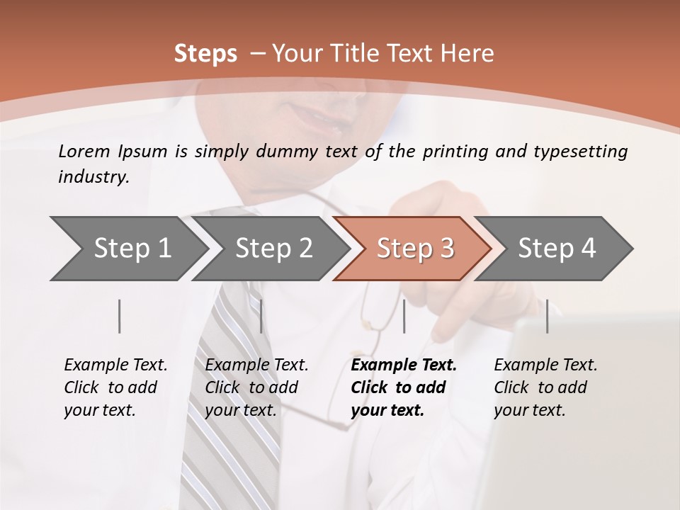 A Man In A Tie Is Looking At A Laptop PowerPoint Template