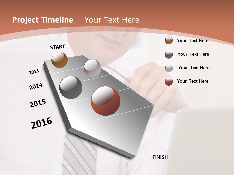 A Man In A Tie Is Looking At A Laptop PowerPoint Template