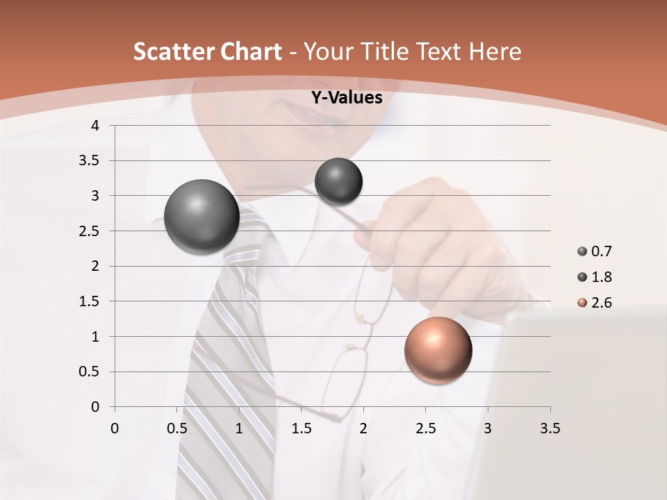 A Man In A Tie Is Looking At A Laptop PowerPoint Template