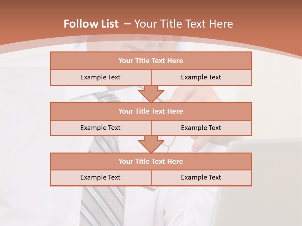 A Man In A Tie Is Looking At A Laptop PowerPoint Template