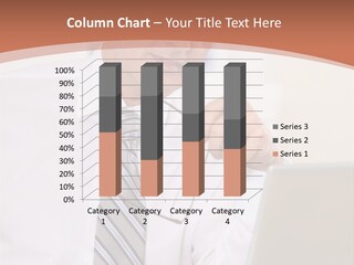 A Man In A Tie Is Looking At A Laptop PowerPoint Template