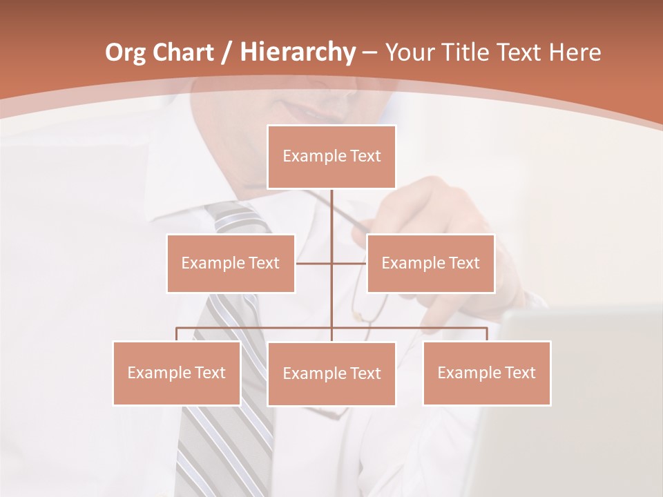 A Man In A Tie Is Looking At A Laptop PowerPoint Template