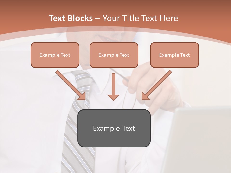 A Man In A Tie Is Looking At A Laptop PowerPoint Template