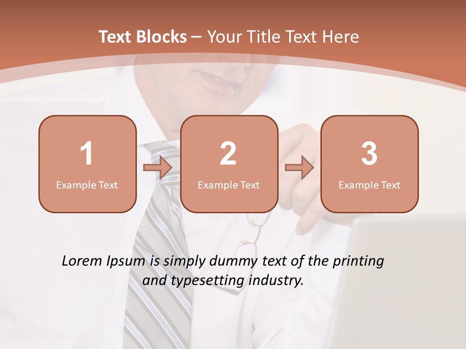 A Man In A Tie Is Looking At A Laptop PowerPoint Template
