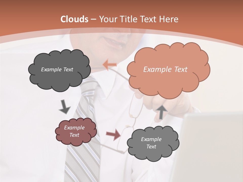 A Man In A Tie Is Looking At A Laptop PowerPoint Template