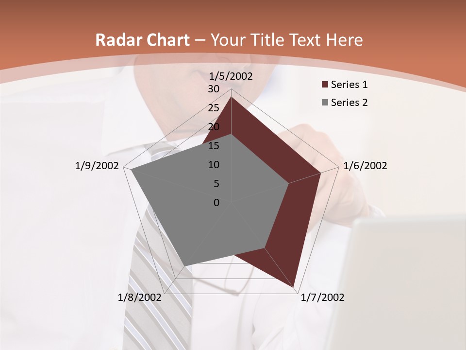 A Man In A Tie Is Looking At A Laptop PowerPoint Template