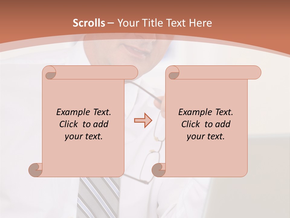 A Man In A Tie Is Looking At A Laptop PowerPoint Template