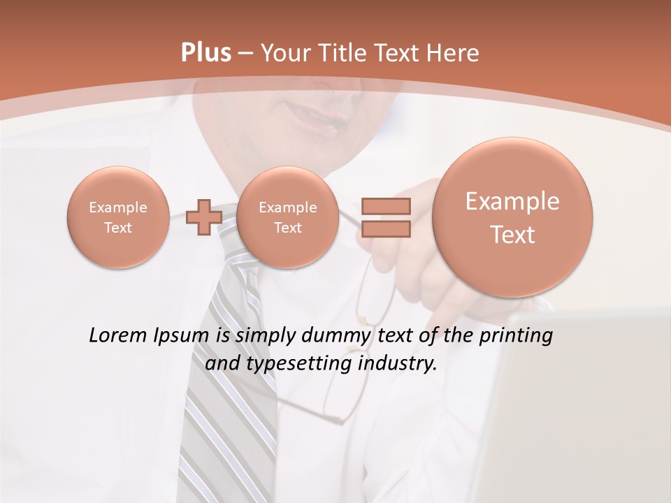 A Man In A Tie Is Looking At A Laptop PowerPoint Template
