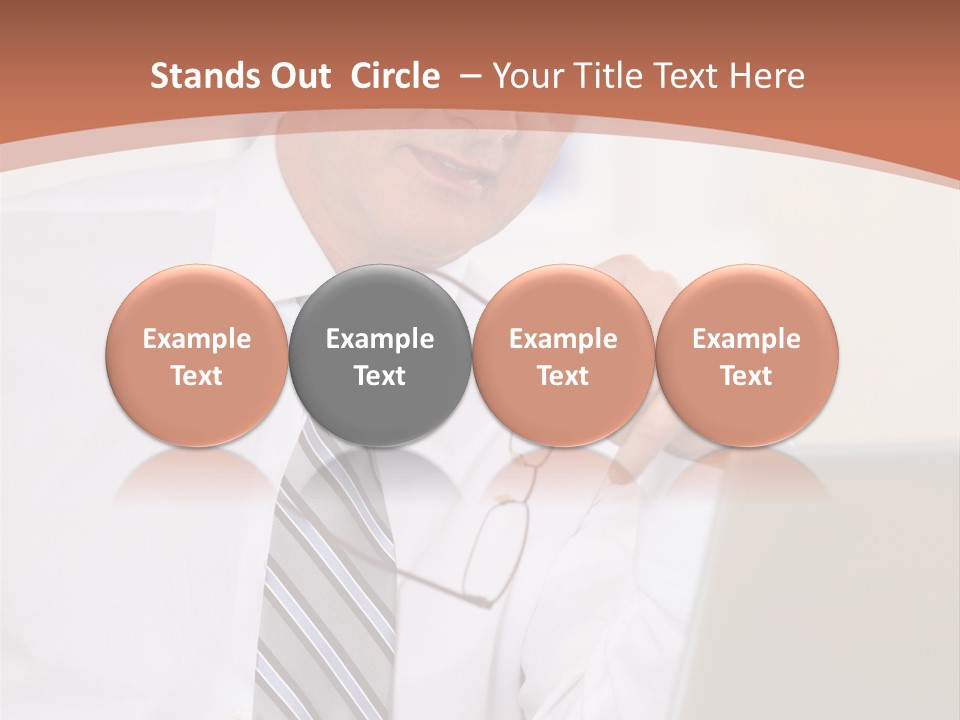 A Man In A Tie Is Looking At A Laptop PowerPoint Template