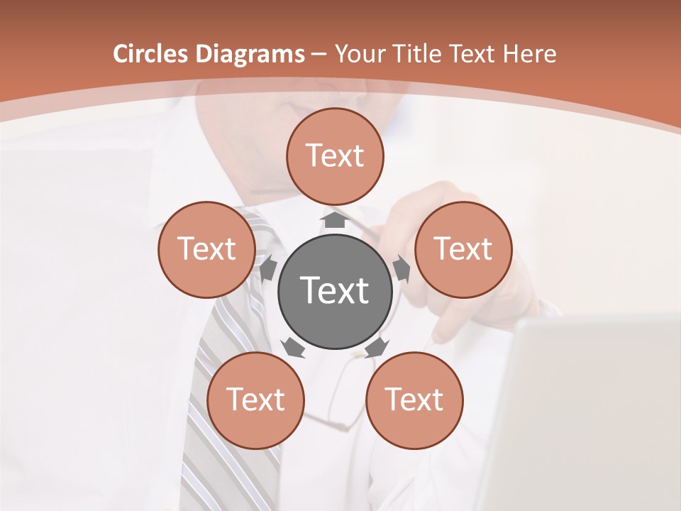 A Man In A Tie Is Looking At A Laptop PowerPoint Template