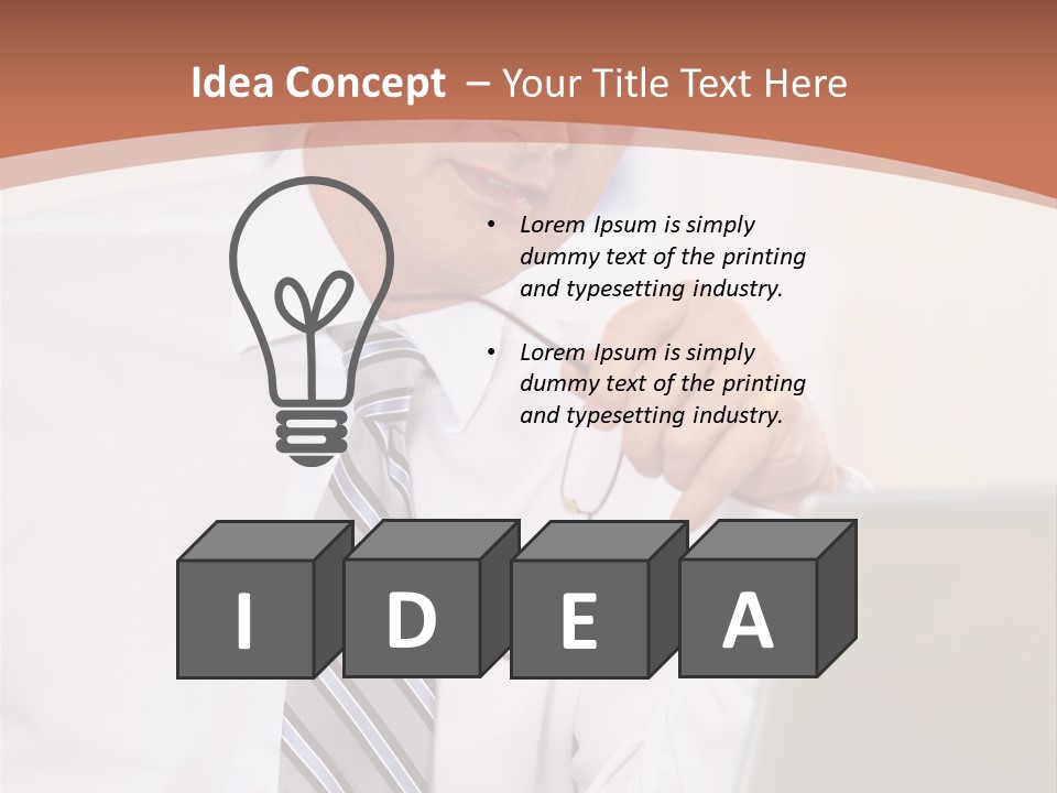 A Man In A Tie Is Looking At A Laptop PowerPoint Template