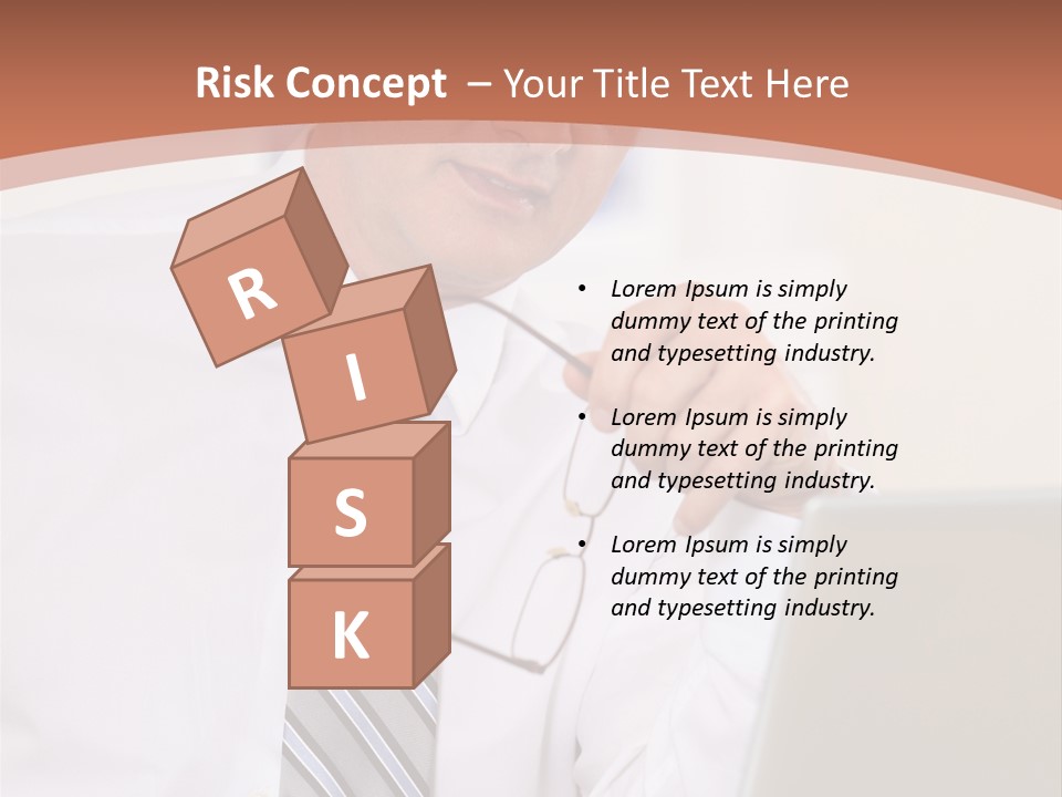 A Man In A Tie Is Looking At A Laptop PowerPoint Template