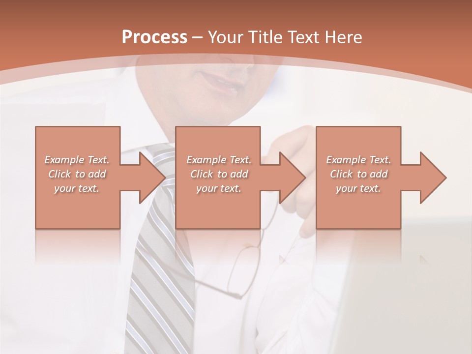A Man In A Tie Is Looking At A Laptop PowerPoint Template