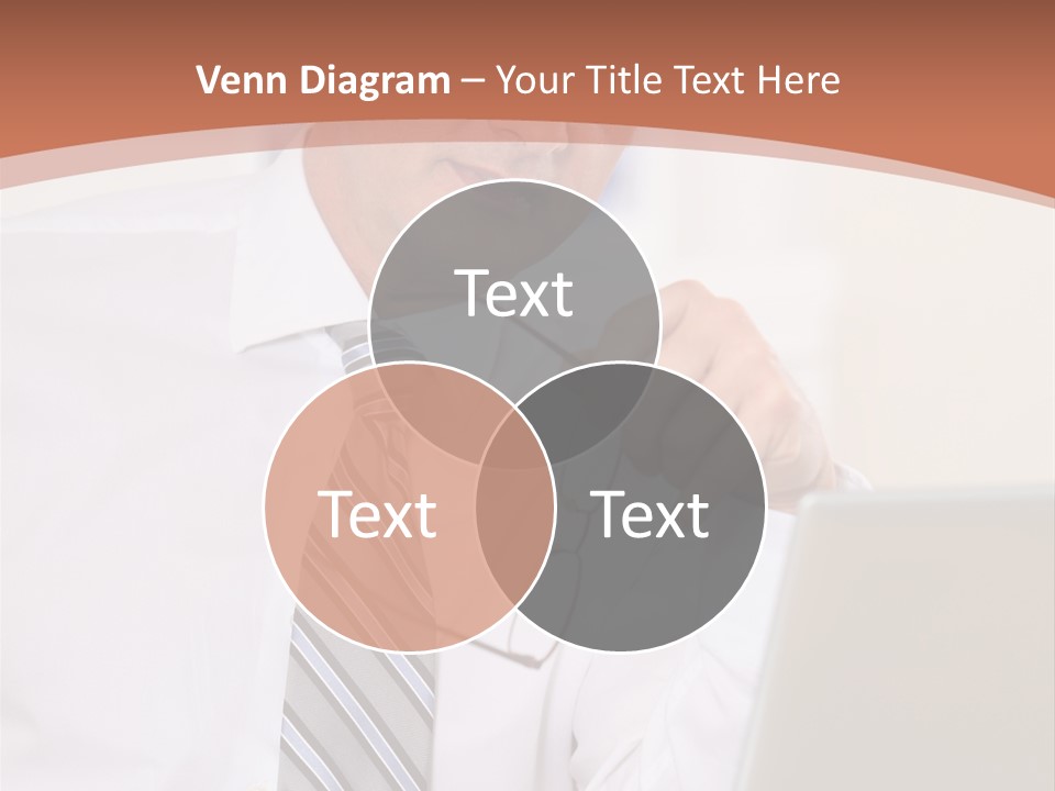 A Man In A Tie Is Looking At A Laptop PowerPoint Template