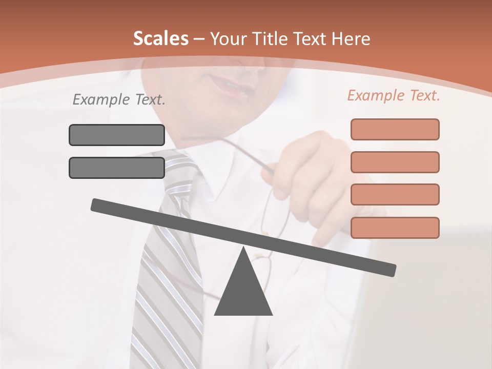 A Man In A Tie Is Looking At A Laptop PowerPoint Template