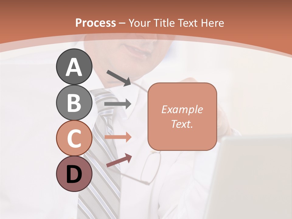 A Man In A Tie Is Looking At A Laptop PowerPoint Template