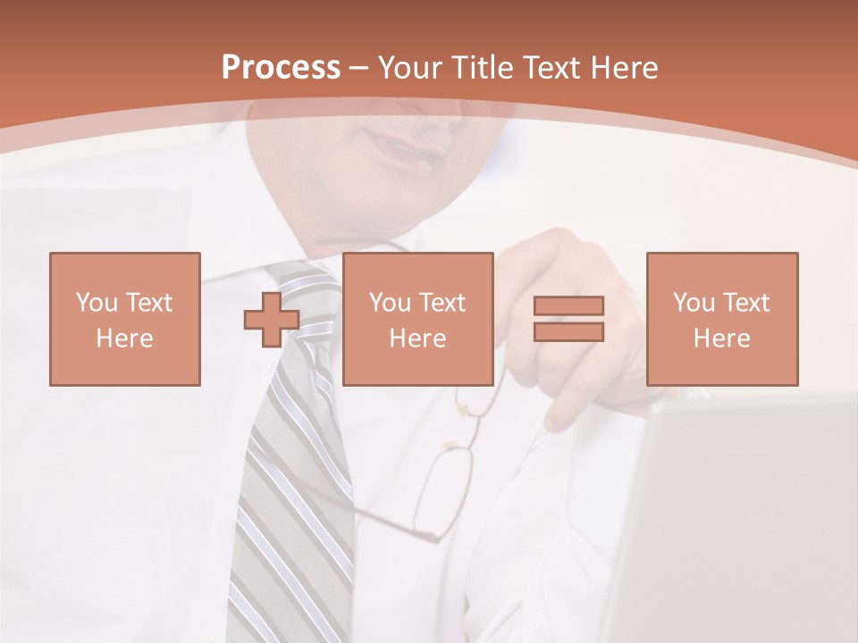 A Man In A Tie Is Looking At A Laptop PowerPoint Template