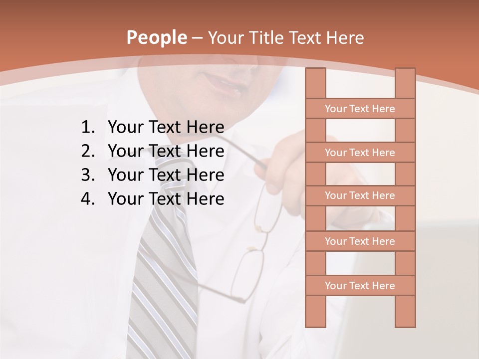 A Man In A Tie Is Looking At A Laptop PowerPoint Template