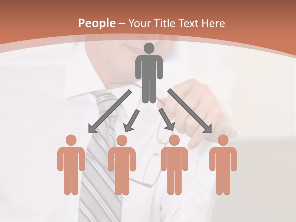 A Man In A Tie Is Looking At A Laptop PowerPoint Template