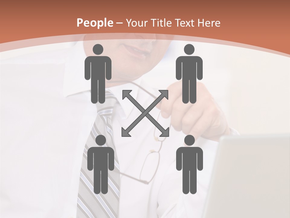 A Man In A Tie Is Looking At A Laptop PowerPoint Template