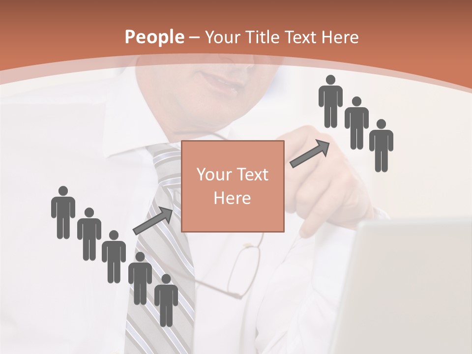 A Man In A Tie Is Looking At A Laptop PowerPoint Template