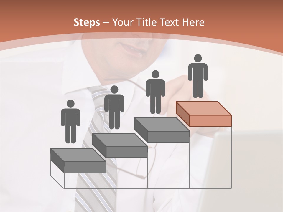 A Man In A Tie Is Looking At A Laptop PowerPoint Template