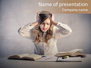 Young Expression Headache PowerPoint Template