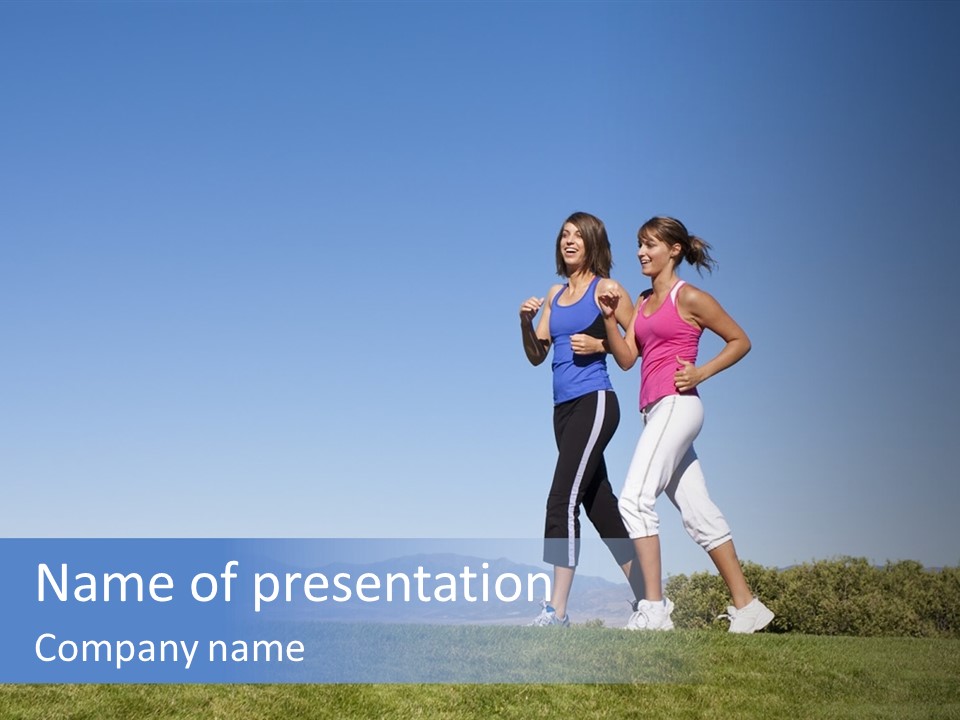 Two Women Jogging In The Park Powerpoint Template PowerPoint Template