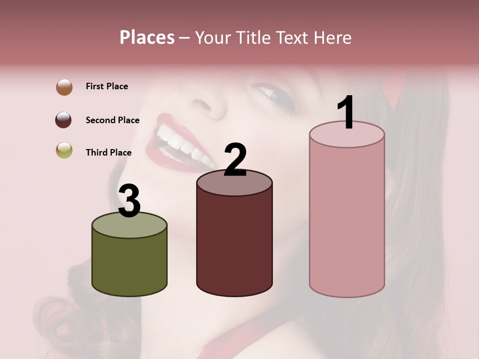 A Woman With A Red Ribbon Around Her Head PowerPoint Template